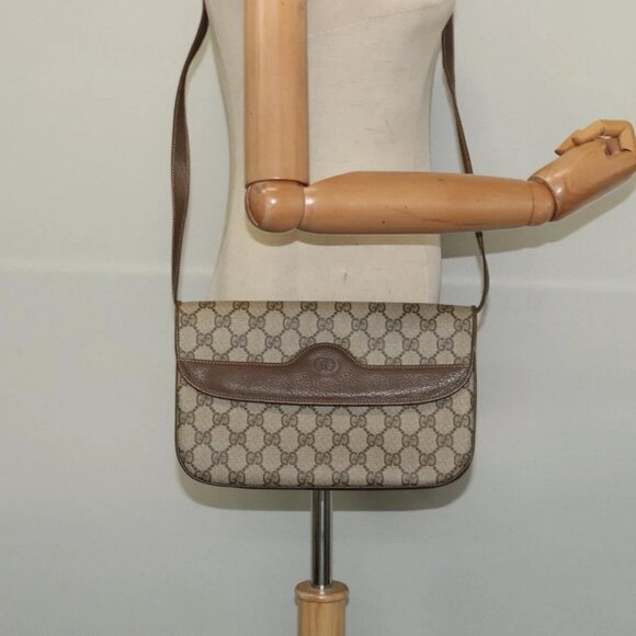 GUCCI GG Supreme Shoulder Bag PVC Beige Gold 004 256 0024 Auth ki5813 - Picture 1 of 14